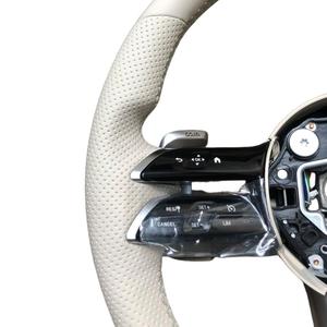 Volant en cuir blanc pour <span class=keywords><strong>Mercedes</strong></span>-Benz Classe G pour G500 E300, design sportif en fibre de carbone, affichage LED, branchement direct - Product Image 4