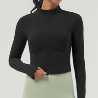 Vêtements de sport pour femmes, séchage rapide, respirant, extensible, anti-transpiration, entraînement, automne-hiver, fermeture éclair, nylon, élasthanne, col montant