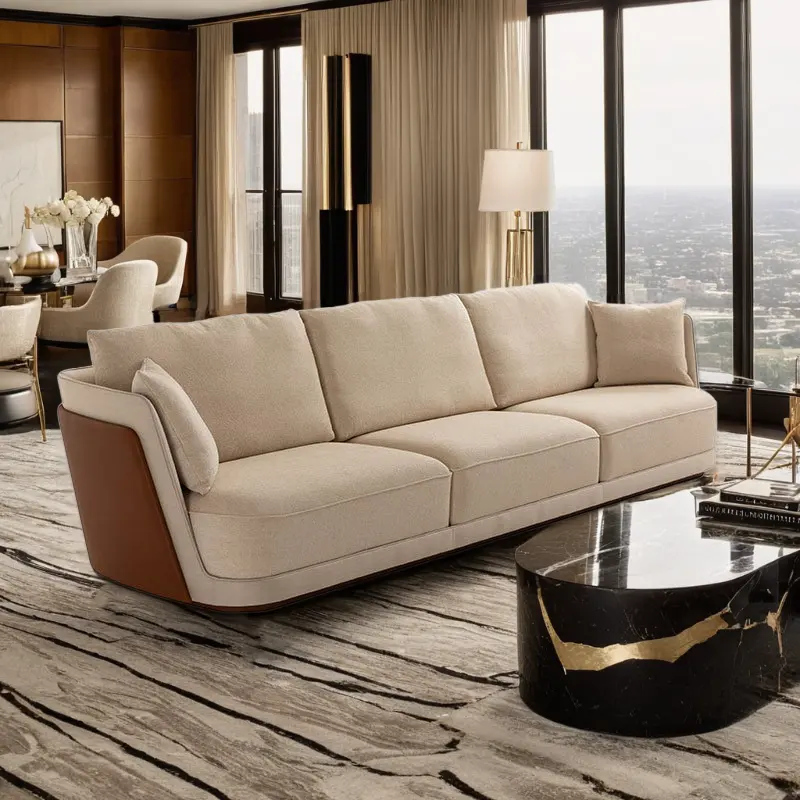 2024 leichtes Luxus Stoffsofa modernes Wohnzimmer Design Sofa-Set Möbel für Haus Villa