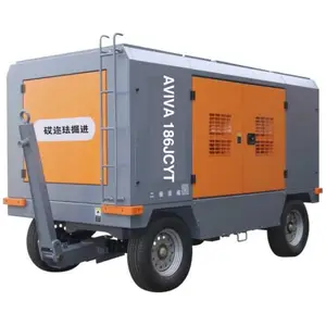 Portable Diesel Powered Engine Mining Compressor screw air compressors 10bar 185cfm air compressor for drilling rig