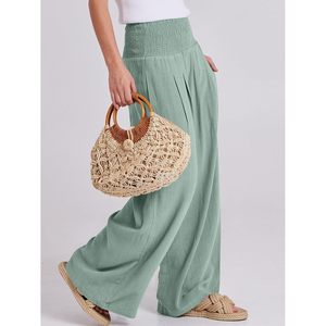 Pantalon Palazzo en Lin pour Femme FOXA, Taille Haute, Jambes Larges, Style Bohème, Décontracté, Idéal pour la Plage, les Voyages et les Vacances d'Été - Product Image 4