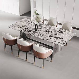 Chaise de salle à manger italienne de luxe Panneau MDF Cuir PU écologique Tabouret d'hôtel moderne haut de gamme Dossier en métal pour une négociation simple - Product Image 3