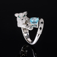 Diamants à haute teneur en carbone pour femmes Full Bling Diamond Zircon Ring Leopard Design Bijoux de mode pour les mariages et les fêtes