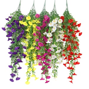 Bouquet de fleurs artificielles de pétunia 100cm-200cm en plastique pour décoration murale extérieure de jardin, style pastoral - Product Image 5