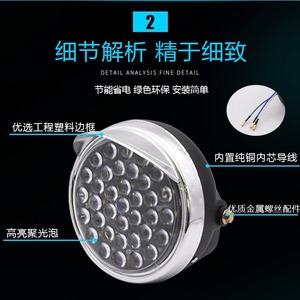 Phare LED rond 12V-80V 36 LED pour tricycle électrique, moto, éclairage avant universel - Product Image 3
