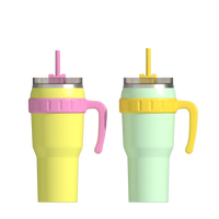 Mug de voyage isotherme en acier inoxydable 40OZ (500ml) avec double paille, isolation 6-12 heures, poignée, écologique, portable et moderne