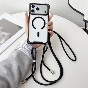 เคสโทรศัพท์ใสกันกระแทกสี่มุม สำหรับ iPhone 16 15 14 13, เคสสำหรับ iPhone 17 Pro Max พร้อมสายคล้องคอ - Product Image 4