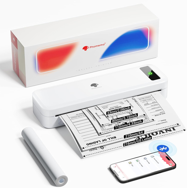 No Ink File Printing Machine HD Portable Printer M835 Wireless Thermal Printer for Smartphone iPad Laptop/Office/School