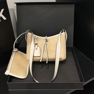 Borsa Tote in materiale PU di fascia alta modello 2025. Tessitura simile alla paglia. Con una cerniera. Può essere trasportato da sling.1032 - Product Image 5