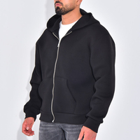 Sweat à capuche en polyester brillant pour homme, coupe ajustée, fermeture éclair, avec tissu interlock épais de poids moyen, tissu respirant