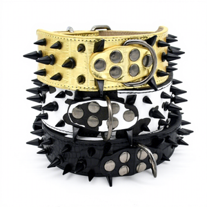 Großhandel Spiked Leder Hunde halsband Leder Eavy Duty gepolstert und verstellbar für große und XL-Rassen - Product Image 4
