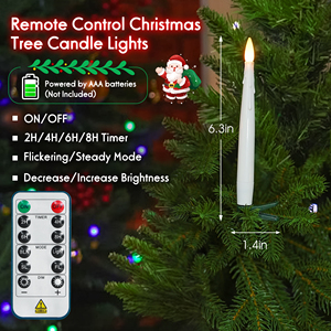 <span class=keywords><strong>16</strong></span> <span class=keywords><strong>bougies</strong></span> LED sans flamme pour sapin de Noël, longues, avec clips verts, télécommande incluse, pour la décoration du sapin de Noël, 6,3 pouces - Product Image 2