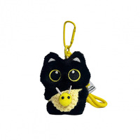 Pendentif chat noir super mignon en peluche, avec cordon tressé à la main, disponible en plusieurs couleurs, cadeau pour amis