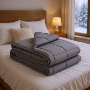 Couverture lestée taille Queen 25 lb en microfibre avec billes de verre rafraîchissantes, matelassée, style simple, pour l'hiver - Product Image 2