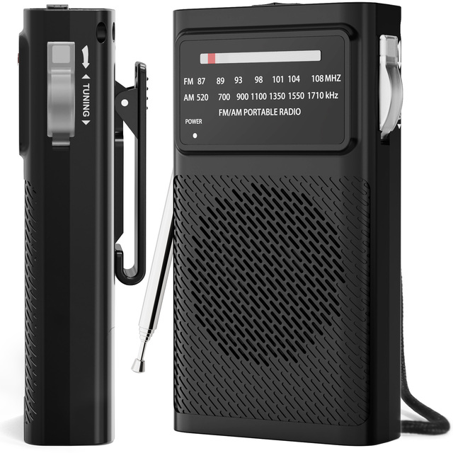 Mini Portable Radio AAA Battery Operated`, Support AM/FM with Tuning Light Plastic Portable Radio