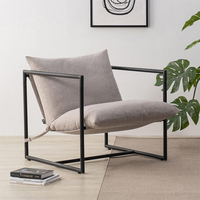 ADXIN Nordic Sling Accent Armchair, fauteuil confortable rembourré avec cadre métallique carré, coussin moelleux pour salon, appartement, balcon