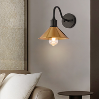 Lampe murale LED E27 de style ferme or et noir éclairage décoratif d'intérieur col de cygne lumière de grange pour chemin jardin corps en fer