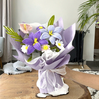 Bouquet de fleurs artificielles mélangées torsadées au crochet, fait main, lavable, respectueux de l'environnement, cadeau idéal pour la remise des diplômes et Pâques