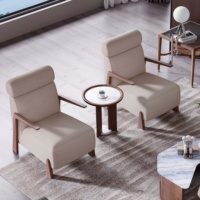 Fauteuil de loisirs en teck doré, style moderne du milieu du siècle, fait main, écologique, rembourré en mousse, avec housse en coton, pour salon, chambre, hôtel