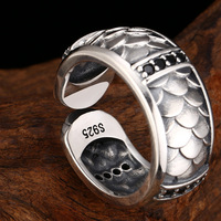 BOCAI S925 – bagues en argent Sterling pour hommes, bagues classiques à écailles de Dragon, Hip-Hop, Punk, rétro, tendance, accessoires en argent fin