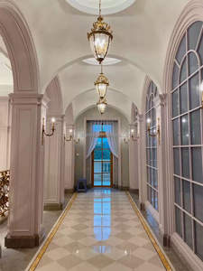 Oro francese Vintage antico ottone lanterna pranzo luce pendente Hotel corridoio lampada a candela di vetro di lusso lampadario - Product Image 2