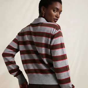 Costumes de mode avec logo personnalisé, vêtements de sport décontractés à rayures, vêtements tendance, polo <span class=keywords><strong>en</strong></span> tricot, pull <span class=keywords><strong>en</strong></span> <span class=keywords><strong>laine</strong></span>, chemise <span class=keywords><strong>en</strong></span> tricot pour femmes - Product Image 4