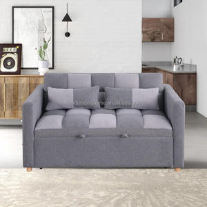 Simple Modern Style Dark Gray Soft Up-holstered Sofa <strong>Bed</strong> Furniture Living Room Couch Two Seat <strong>Pull</strong> <strong>Out</strong> Sofa <strong>Bed</strong> for Apartment - Product Image 3