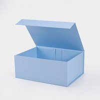Boîte d'emballage cadeau élégante pour bébé, emballage de cadeau, robuste et pliable, bleu, avec cravate de ruban, 50 pièces
