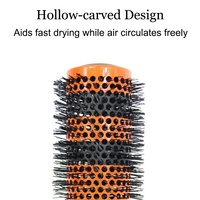 Brosse à cheveux ronde avec étiquette personnalisée, baril en céramique d'aluminium, résistance aux hautes températures, matériau en Nylon, brosse à cheveux