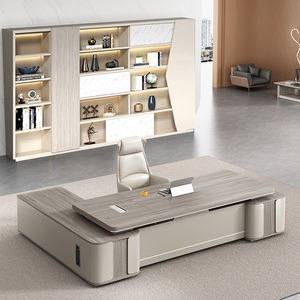 Sıcak satış lüks Modern L şekli direktörü Ceo patron ahşap iş istasyonu masası ofis mobilyaları masa takım yemlik yönetici ofis masası - Product Image 4