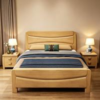 Ensembles de chambre à coucher de style nordique japonais en bois massif avec tiroirs de rangement, mobilier de maison, lit pour hôtel, motel, vacances