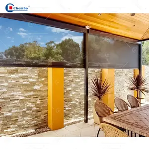 Persianas ecológicas para ventana de aluminio exterior, persianas motorizadas para exteriores, pantalla enrollable con cremallera impermeable de fibra de vidrio