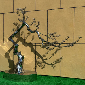 Stainless Steel <b>Tree</b> Sculpture 3120mm H 3500mm L <b>Outdoor</b> Garden Art Decoration Floor Mount Handmade Metal Mirror Design - Product Image 3