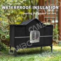Maison pour chat chauffée en plein air CanboPet, abri pour chat surélevé isolé avec lit amovible et coussin chaud