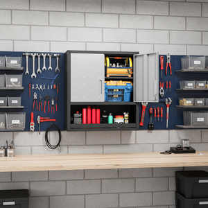 Armoire murale moderne à double porte, grande capacité de rangement, en acier, verrouillable, réglable, spacieuse, murale, pour supermarché - Product Image 5