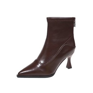 Nouvelles <span class=keywords><strong>Bottines</strong></span> Françaises Pointues à Talons Hauts en <span class=keywords><strong>Cuir</strong></span> de Vachette pour <span class=keywords><strong>Femme</strong></span> 2026, Doublure Fine en Microfibre, Idéales Printemps, Automne, Hiver - Product Image 1