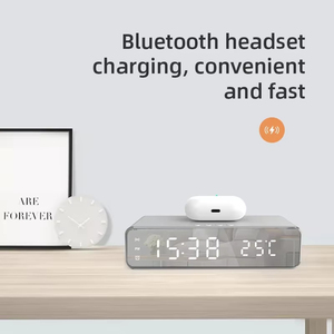 Chargeur sans fil Réveil LED Thermomètre numérique pour écouteurs Chargeurs de téléphone Chargement rapide Station d'accueil pour <span class=keywords><strong>iPhone</strong></span> Samsung - Product Image 5