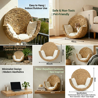 Lit pour chien et chat Petduke, luxueux et moderne, en jacinthe d'eau solide, fait main, housse amovible, imperméable, écologique, toutes saisons