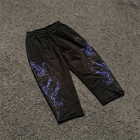 Pantalon de survêtement gothique pour homme, imprimé sur le côté, taille élastique avec cordon de serrage, coupe large et droite, style Y2K Hip Hop Streetwear décontracté