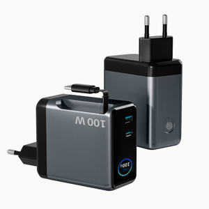Cargador de Viaje de Pared con IA de 100 W GaN con Pantalla TFT y Cable Retráctil - Product Image 2