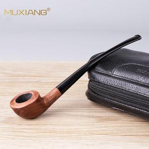 Muxiang Wooden Tobacco Pipe Straight Type Long Handle For Reading Personal Gift - Product Image 1
