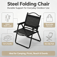Chaise pliante inclinable de qualité supérieure en acier carbone, chaise longue d'extérieur pour le camping, la pêche, la plage, le jardin, le parc