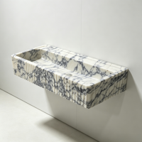 Lavabo mural moderne en marbre Calacata Viola pour salle de bain, vasque de salle de bain en marbre, meuble-lavabo en marbre