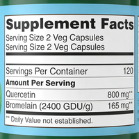 Capsules dures de Quercétine avec Bromélaïne OEM, Complément alimentaire pour le soutien du système immunitaire, Capsules végétaliennes à marque privée