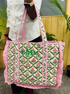 Nouveauté : Sac fourre-tout en coton brodé à volants, sacs à bandoulière matelassés pour femmes, sacs de transport faits à la main - Product Image 4