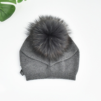Mode femmes automne hiver laine tricoté Beanie chapeau chaud Stretch personnalisé vraie fourrure pompon Beanie chapeaux en gros