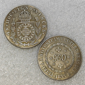 1833,1832,1834,1816 Brésil 960 Reis Pièces commémoratives de style antique, cadeaux, décoration de la maison - Product Image 1