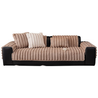 Housse de canapé en flanelle haut de gamme automne-hiver, antistatique, motif floqué uni, style moderne, antidérapante, épaissie