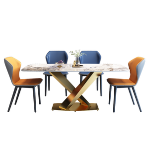 Bàn Ăn HANYEE Sang Trọng Sáng Màu Đá Phiến Phong Cách Ý Đá Cẩm Thạch Hàng Đầu Nhà Thiết Kế Hình Chữ Nhật Bàn Ăn - Product Image 1