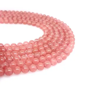 4mm 6mm 8mm 10mm 12mm Kirsch quarz Perlen rosa Edelstein Perlen DIY Schmuck Herstellung Armband Halskette